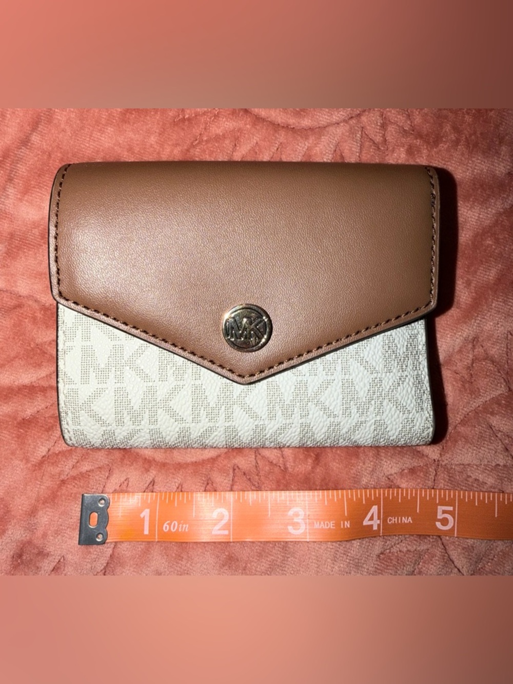 Michael Kors Tan and Cream Signature Envelope Wallet